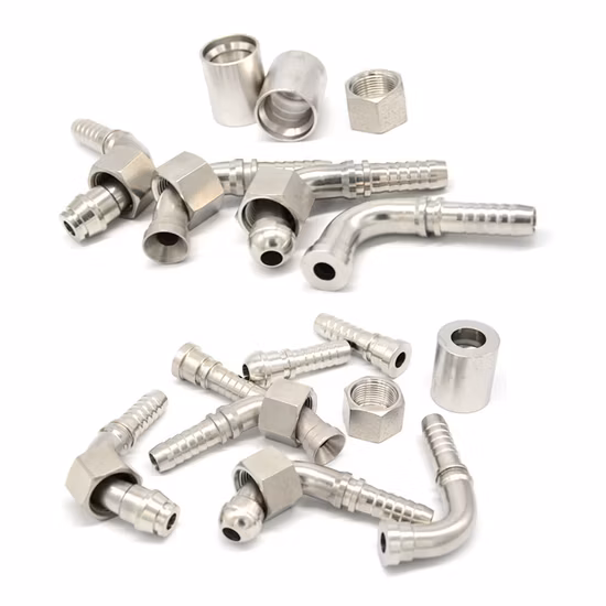 Обжимной адаптер многоразового использования из оцинкованной или нержавеющей стали. Метрический американский быстроразъемный гидравлический резиновый шланговый фитинг (NPT JIC SAE BSP METRIC ORFS).