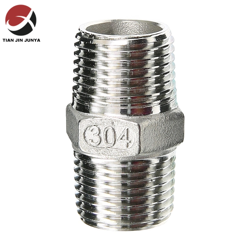 Casting Pipe Fitting Plumbing 304 Hex Double Nipple Threaded Stainless Steel Material Hexagon/Hex Nipple Connector Threaded Water Tube SS304 316 Accessories